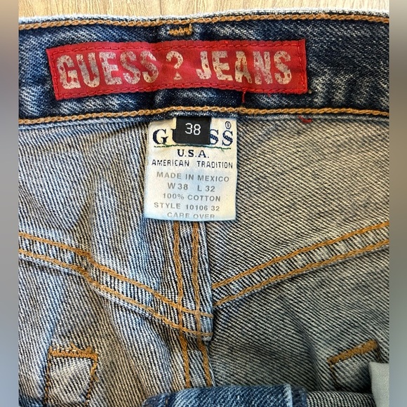 Vintage Guess Jeans 36 x 31 Men’s Jeans Y2K Mexico Barrel Leg Baggy Tapered Fit. - Picture 8 of 13